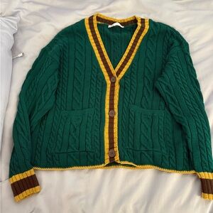Zara Cable Knit Cardigan Green size M